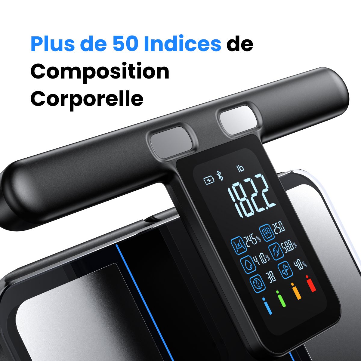 Pèse personne connecté Morphoscan MSC01 – Suivi de Morphologie Intelligent avec Écran LCD et Bluetooth -Rechargeable couleur unique, RENPHO