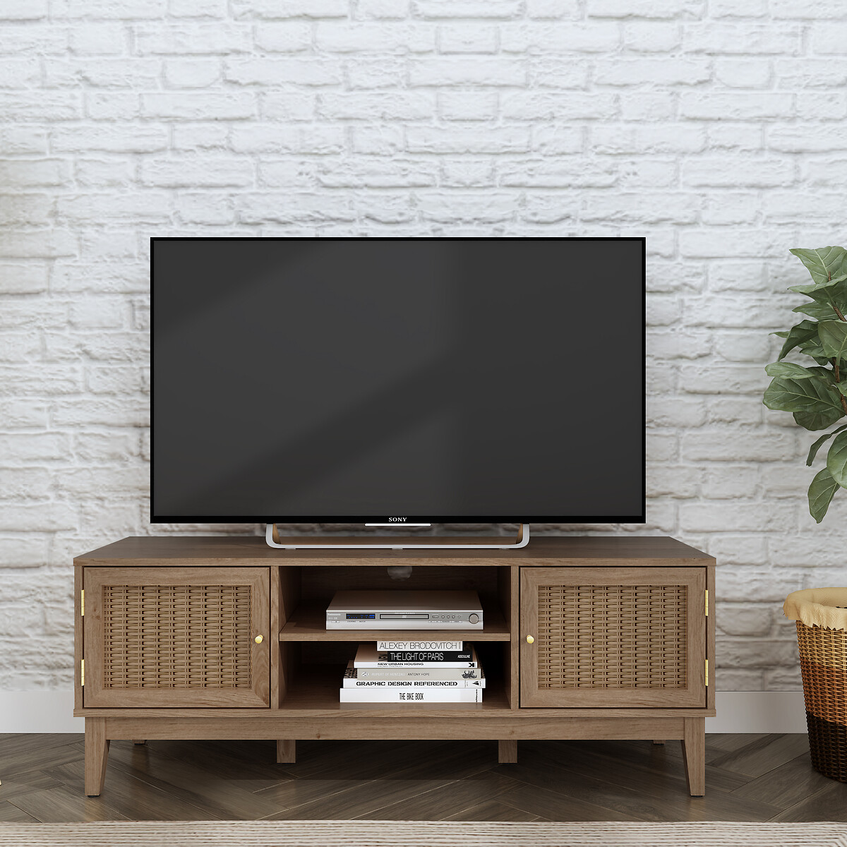 Boho Oak Rattan TV Unit oak, SO'HOME