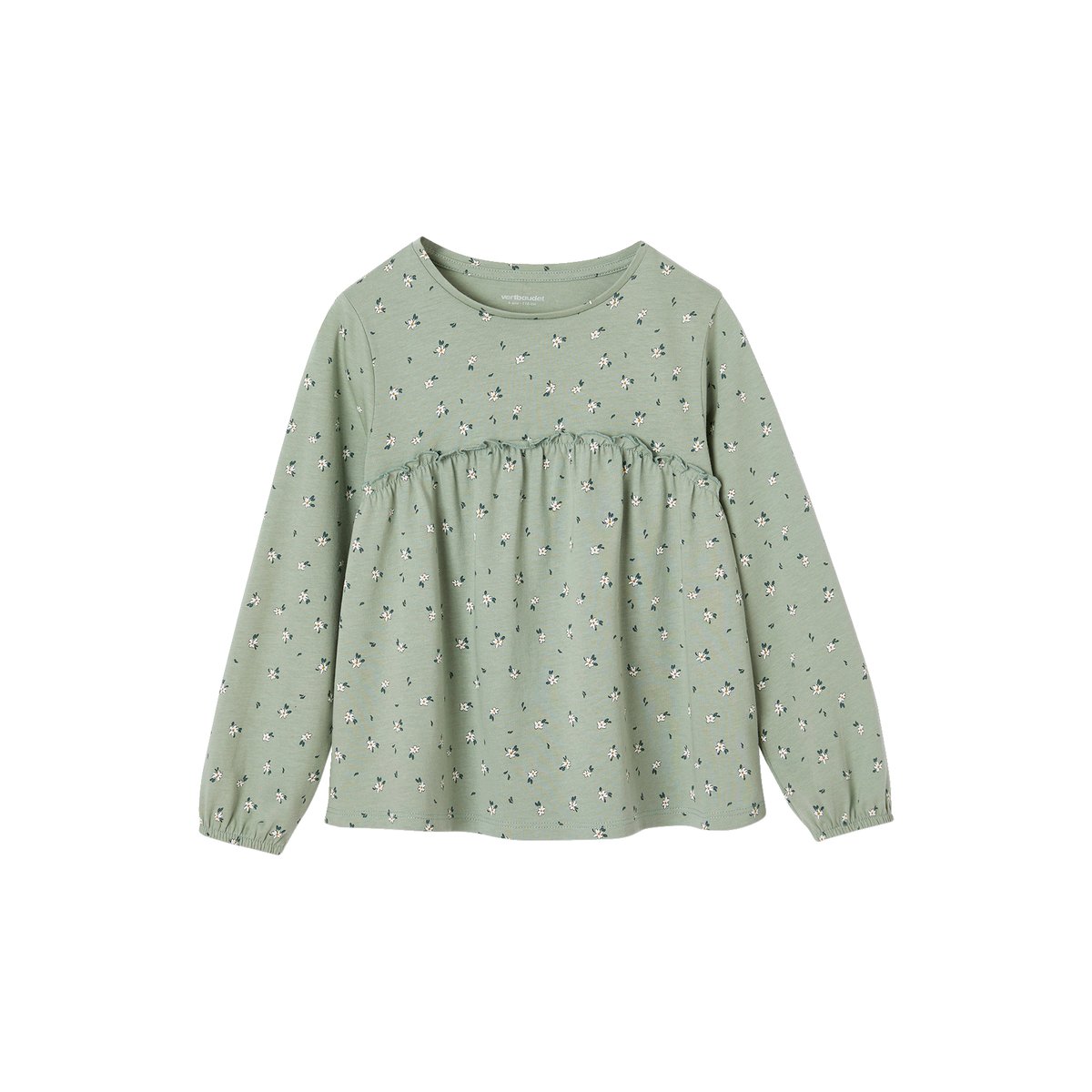 T-shirt blouse imprimé manches longues vert de gris, VERTBAUDET