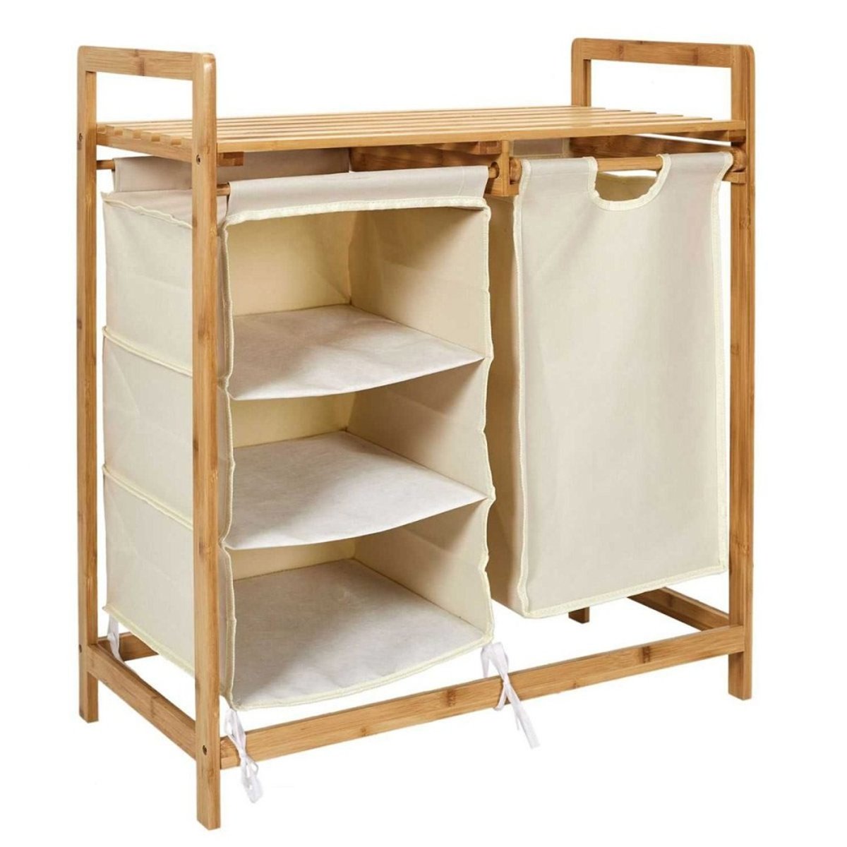 Meuble Rangement Compartiments Support Bambou beige, DECORATIE