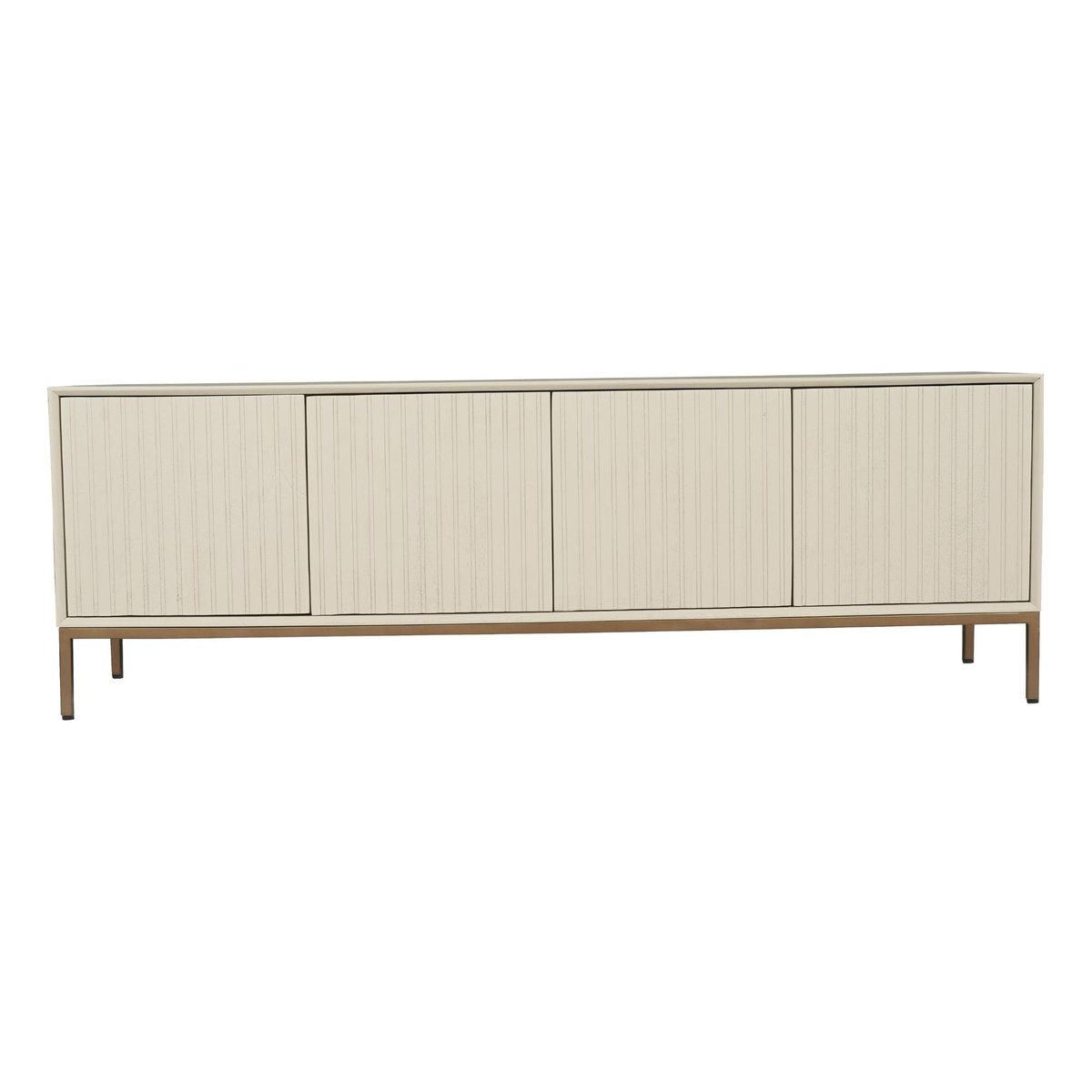 Meuble TV 165 cm 4 portes rainurées CORTINA beige, PIER IMPORT