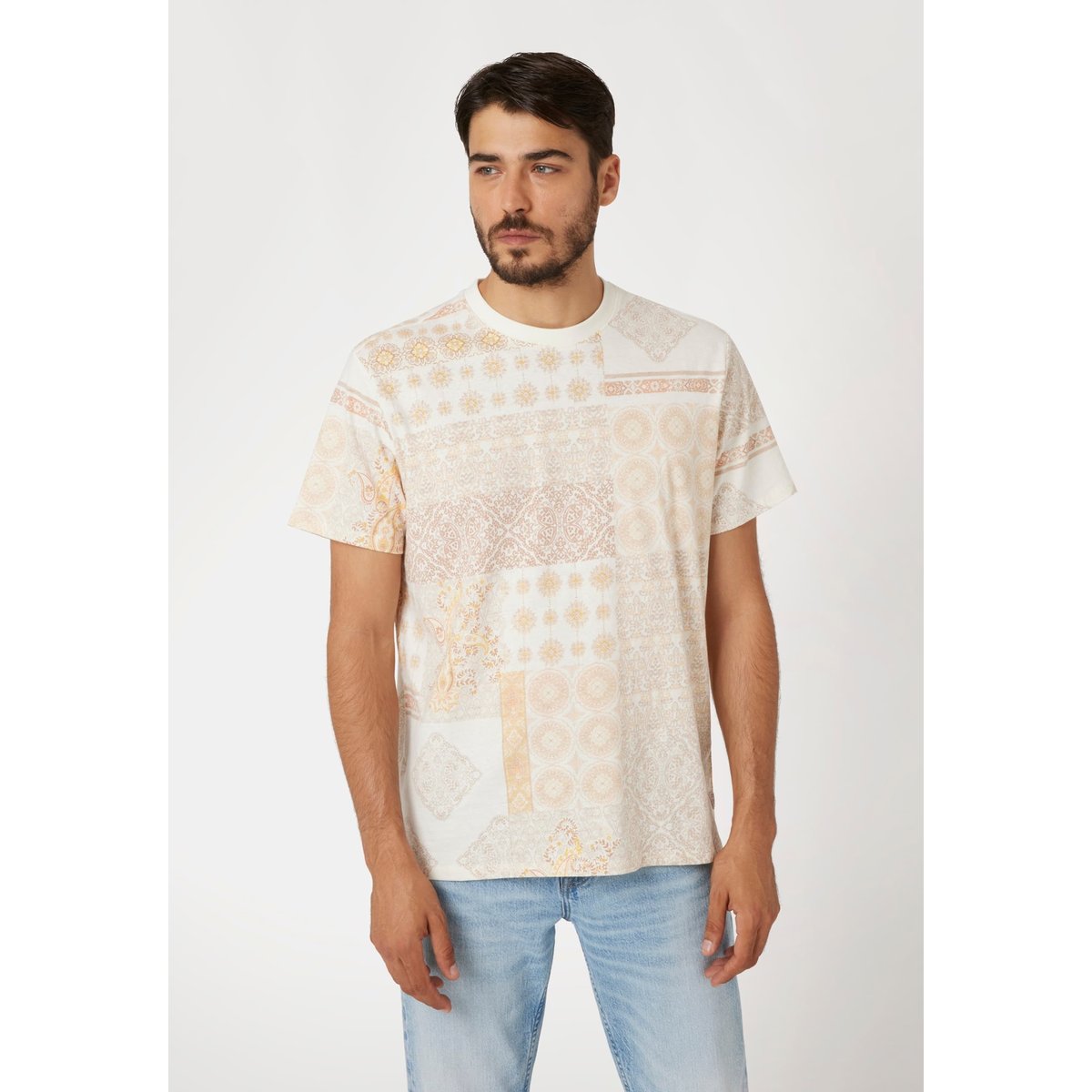 T-Shirt Imprimé All-Over beige multi, GUESS