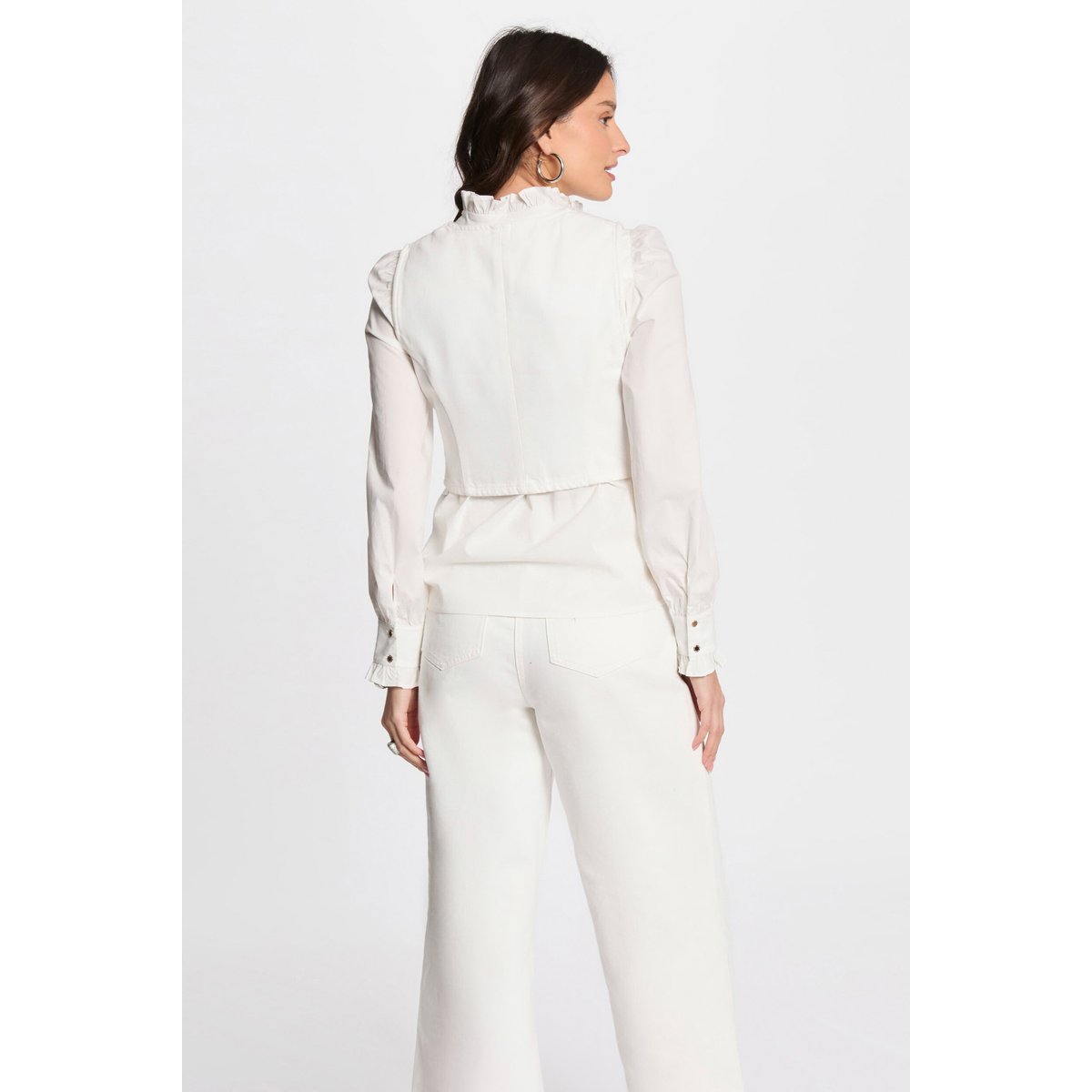 Veston sans manches jean blanc, MORGAN
