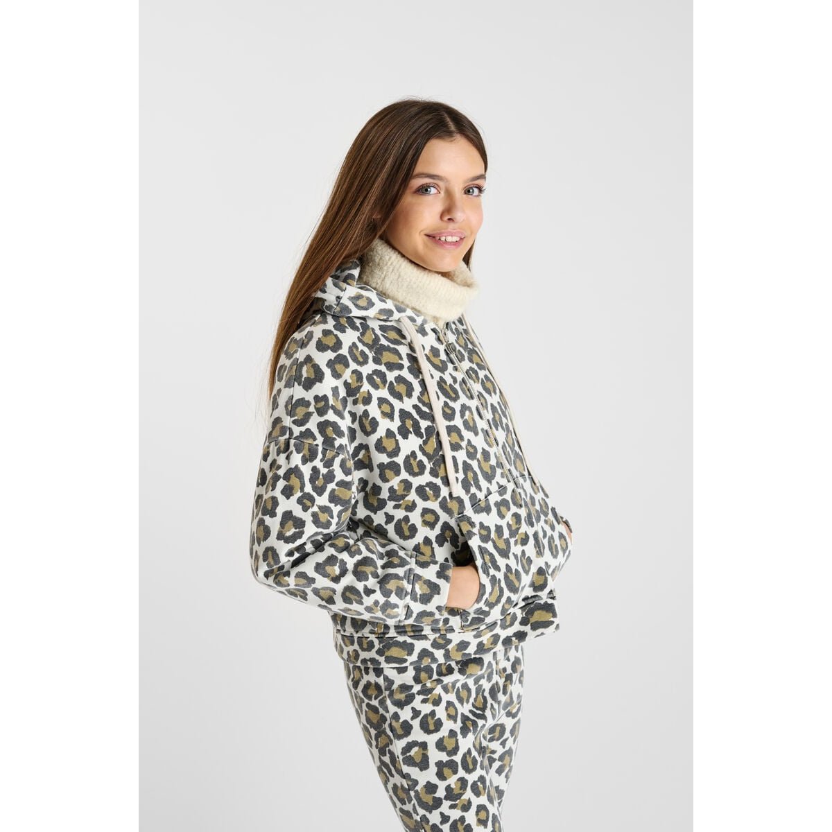 Sweat-Shirt capuche PAMELAGI leopard, LE TEMPS DES CERISES