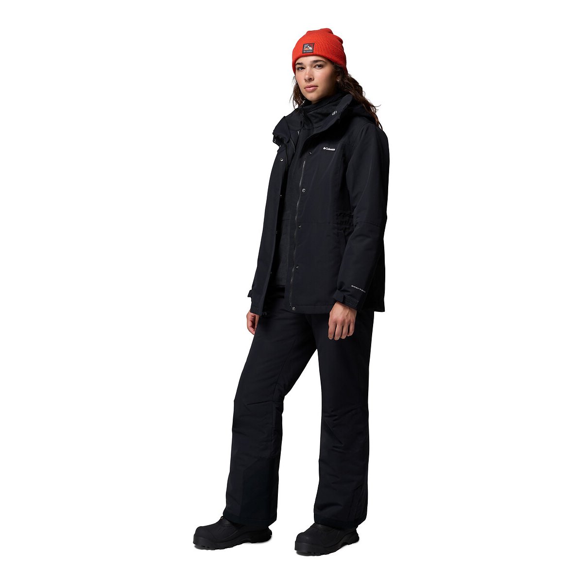 Cappotto lungo con chiusura a zip, per l'inverno rigido nero , COLUMBIA
