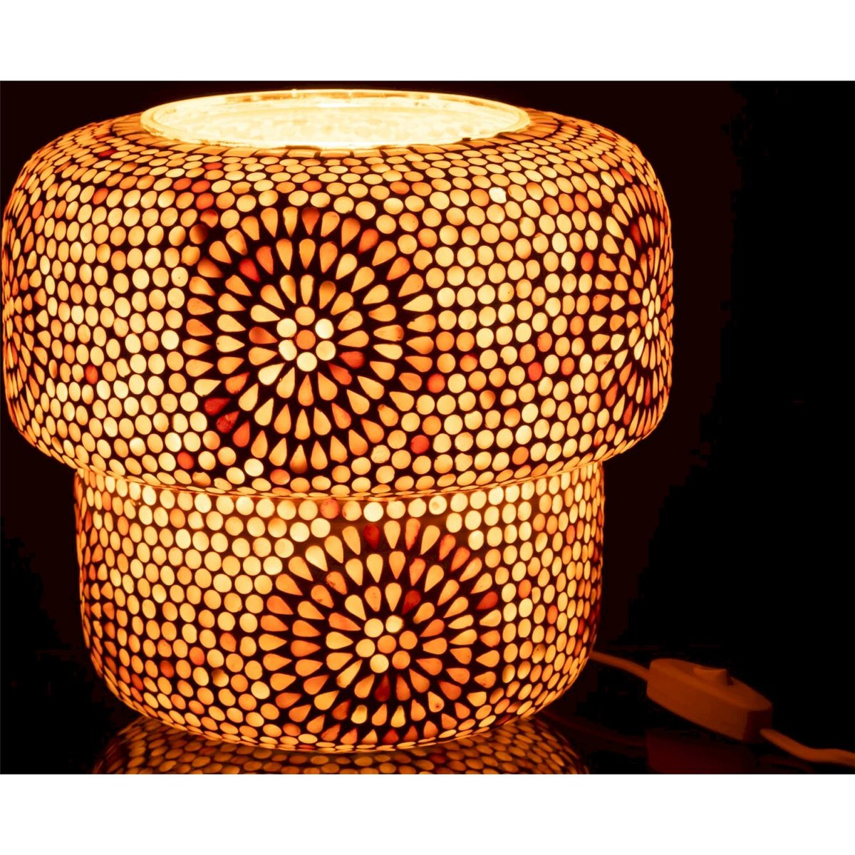 Lampe de table mosaïque en verre beige et blanc, RECOLLECTION