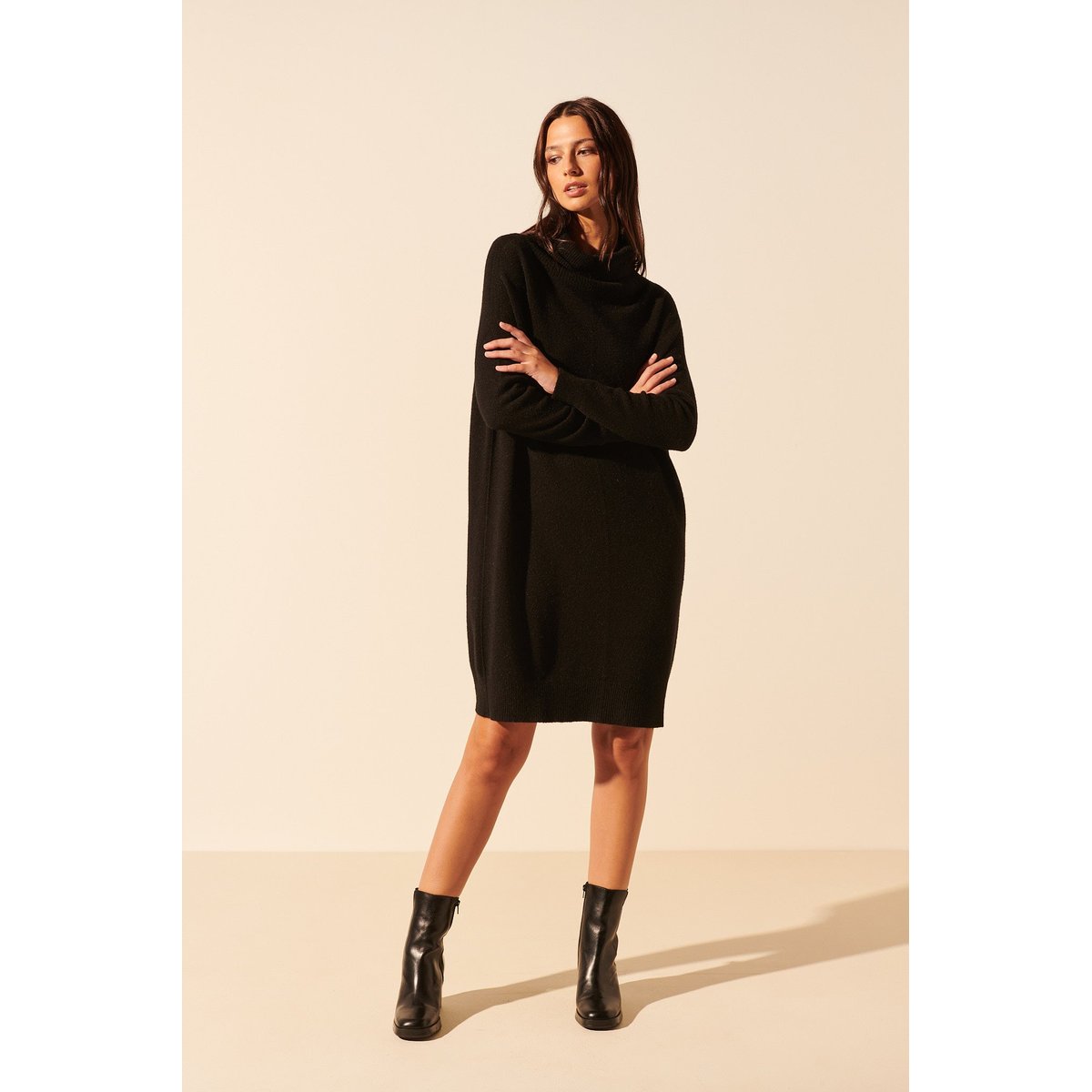 Robe pull maille CORY noir, BENOA