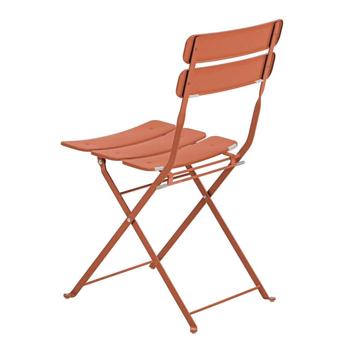 Table de jardin rabattable Et 2 chaises pliantes en métal, ANNECY terracotta, OVIALA