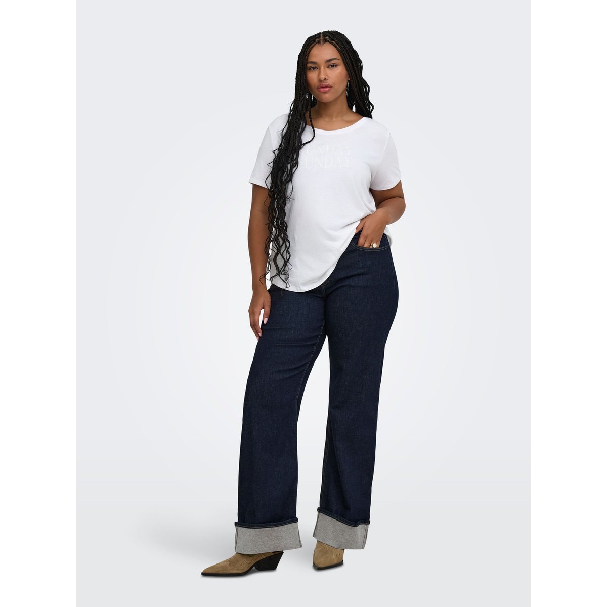 Jean À Jambe Large dark blue denim, ONLY CARMAKOMA