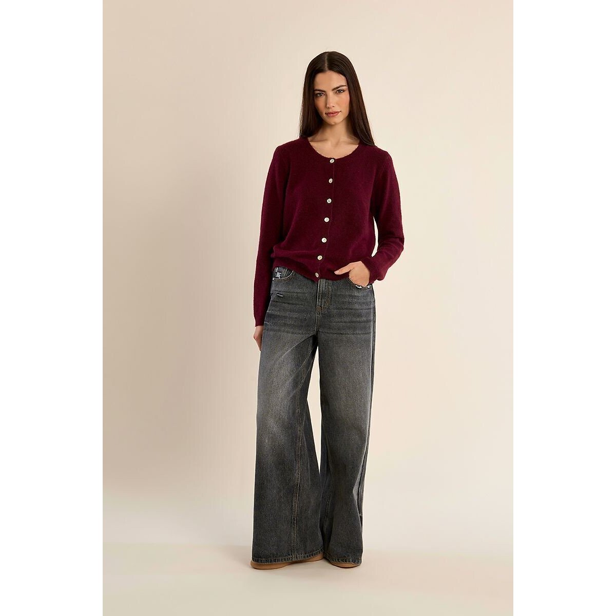 Gilet manches longues col rond rouge, MOLLY BRACKEN