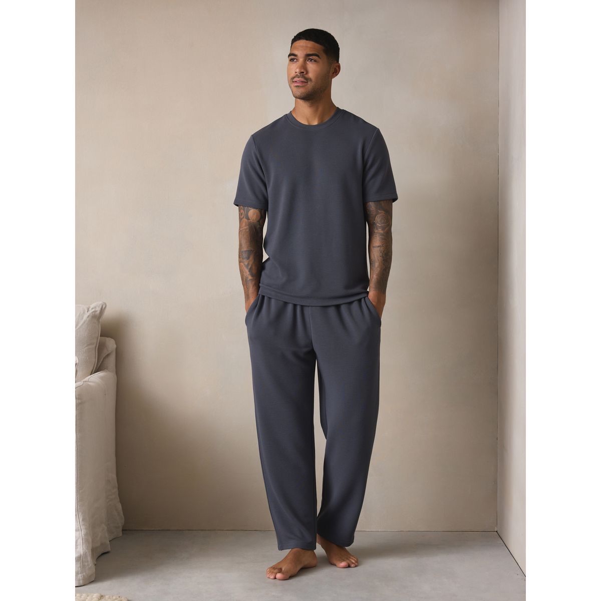 Pyjama manches courtes en modal tencel™ bleu, NEXT