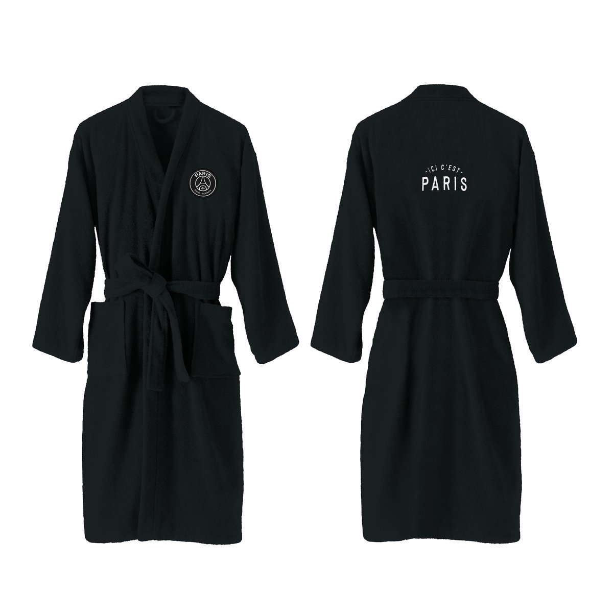 Peignoir adulte 100% coton, Paris Saint Germain PREMIUM noir, PSG