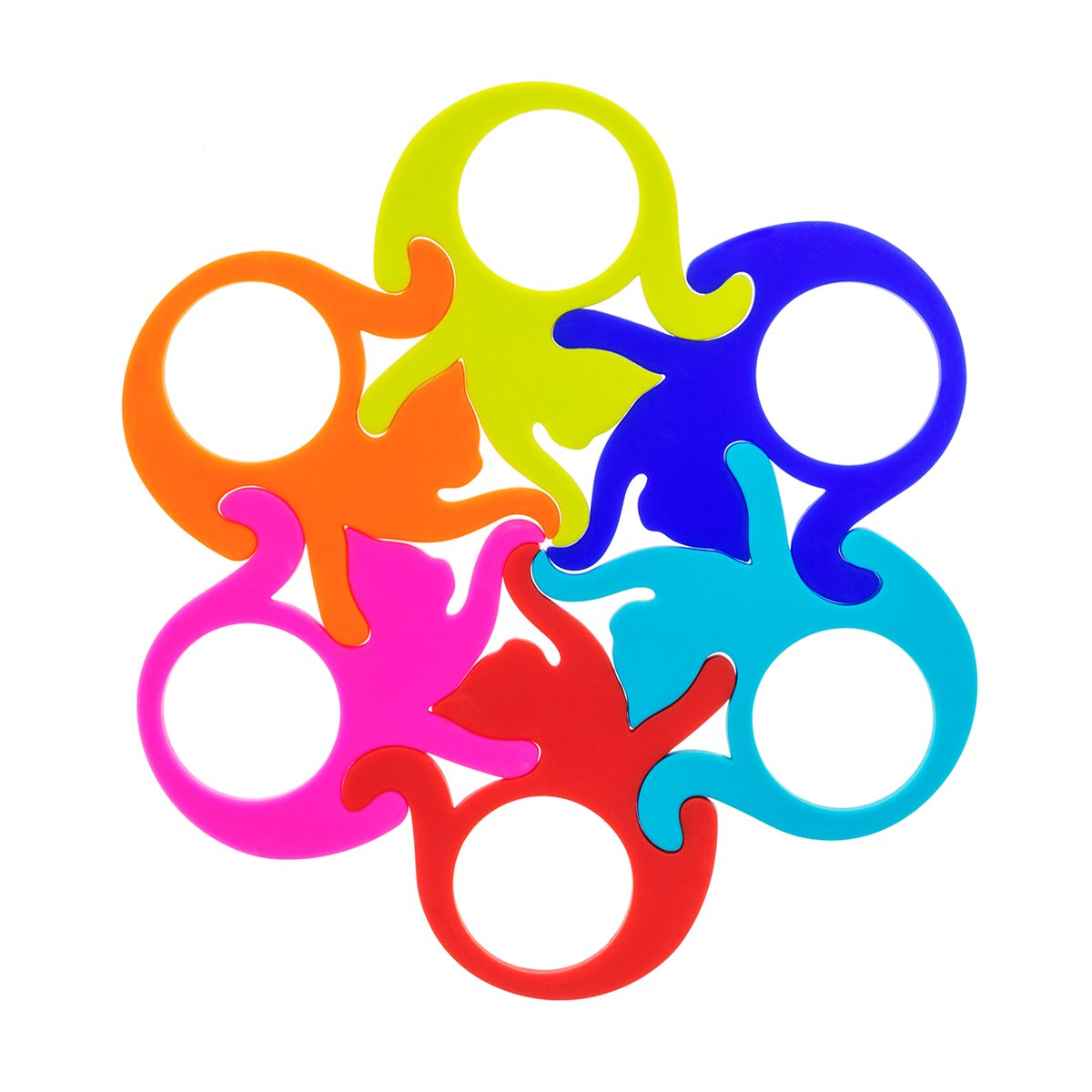 Set de 6 ronds de serviettes  Entrechats Happy Rings multicolore, PYLONES