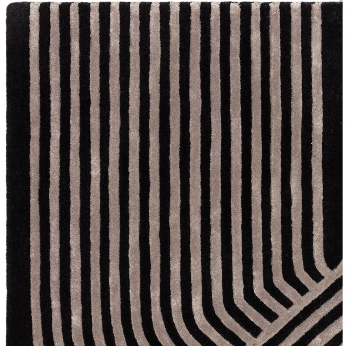 Tapis moderne tufté main en laine ACME noir, NOVATREND