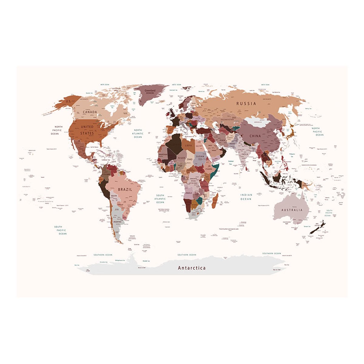 Papier peint intissé panoramique Carte du monde Where Today? multicouleur, EDEN