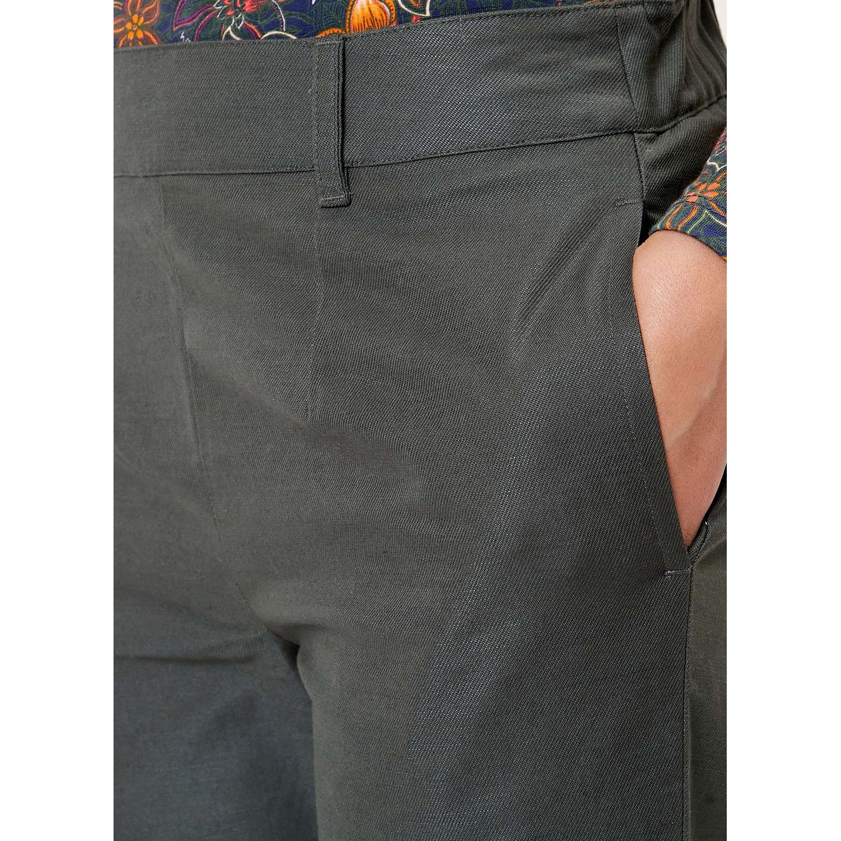 Pantalon toile de coton bio ANITA vert forêt, LA FIANCÉE