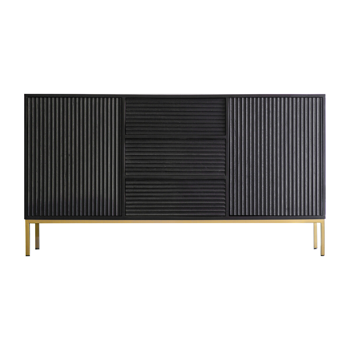 Madurai Rippled Wood Sideboard black, SO'HOME