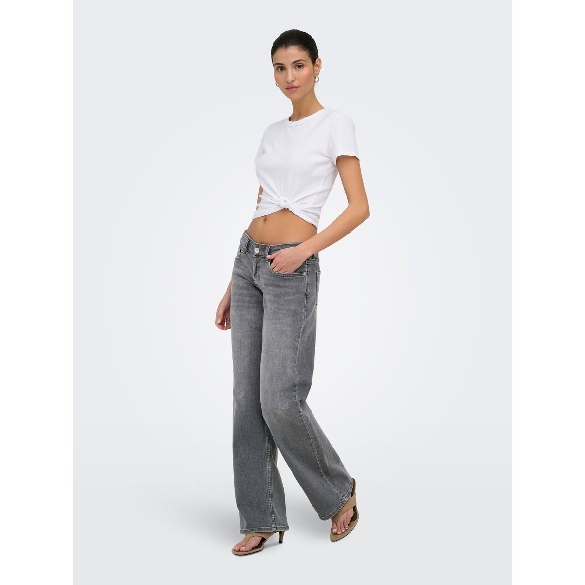 Jean À Jambe Large grey denim, ONLY