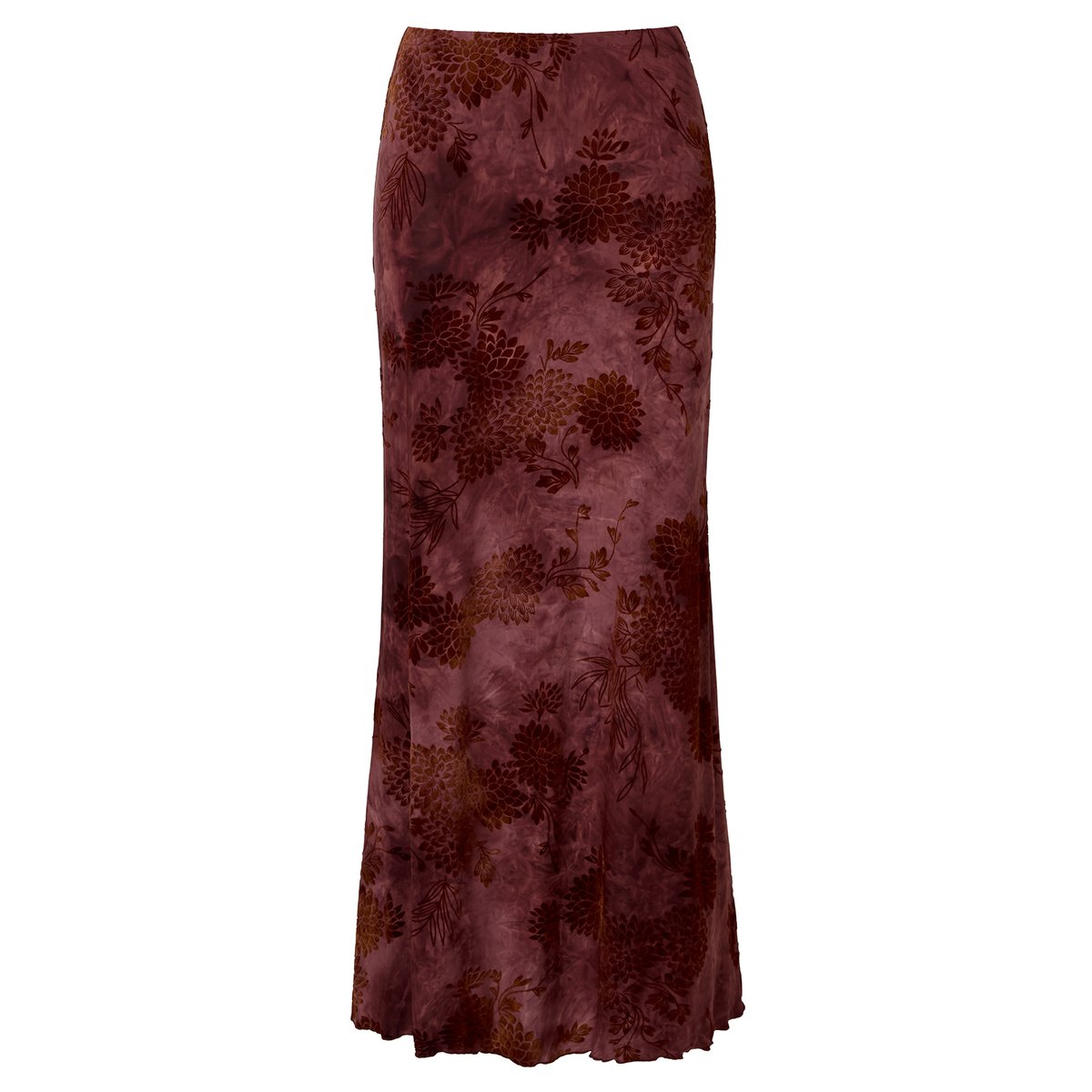Jupe Longue Floquée Fleurie Effet Délavé rouge, JOE BROWNS