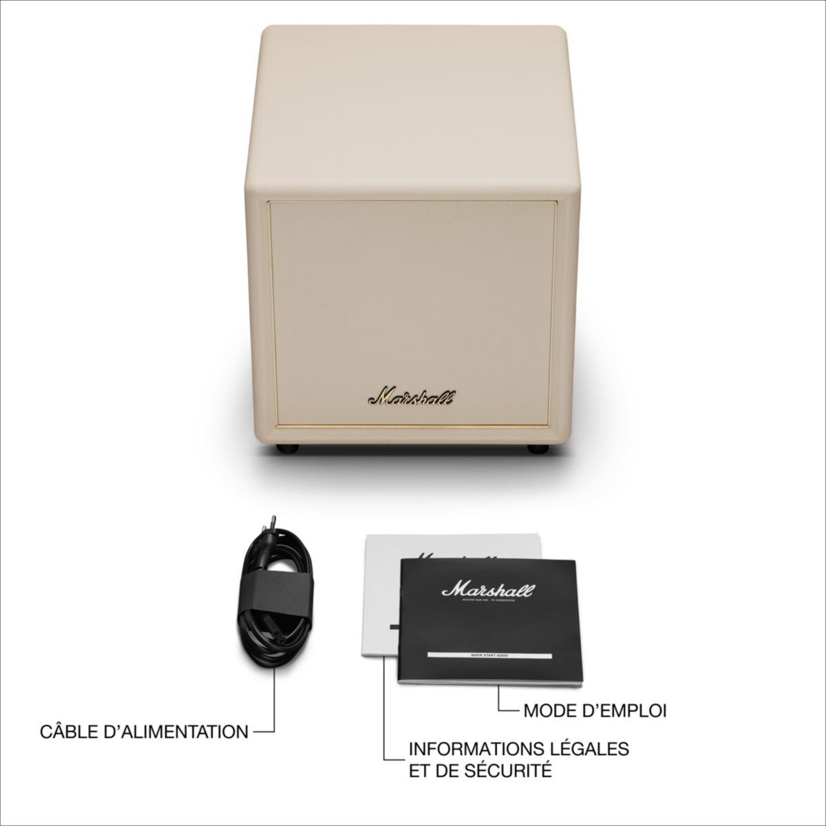 Caisson de basse Heston Sub 200 Crème - Compatible barre de son Marshall, connexion sans fil crème, MARSHALL