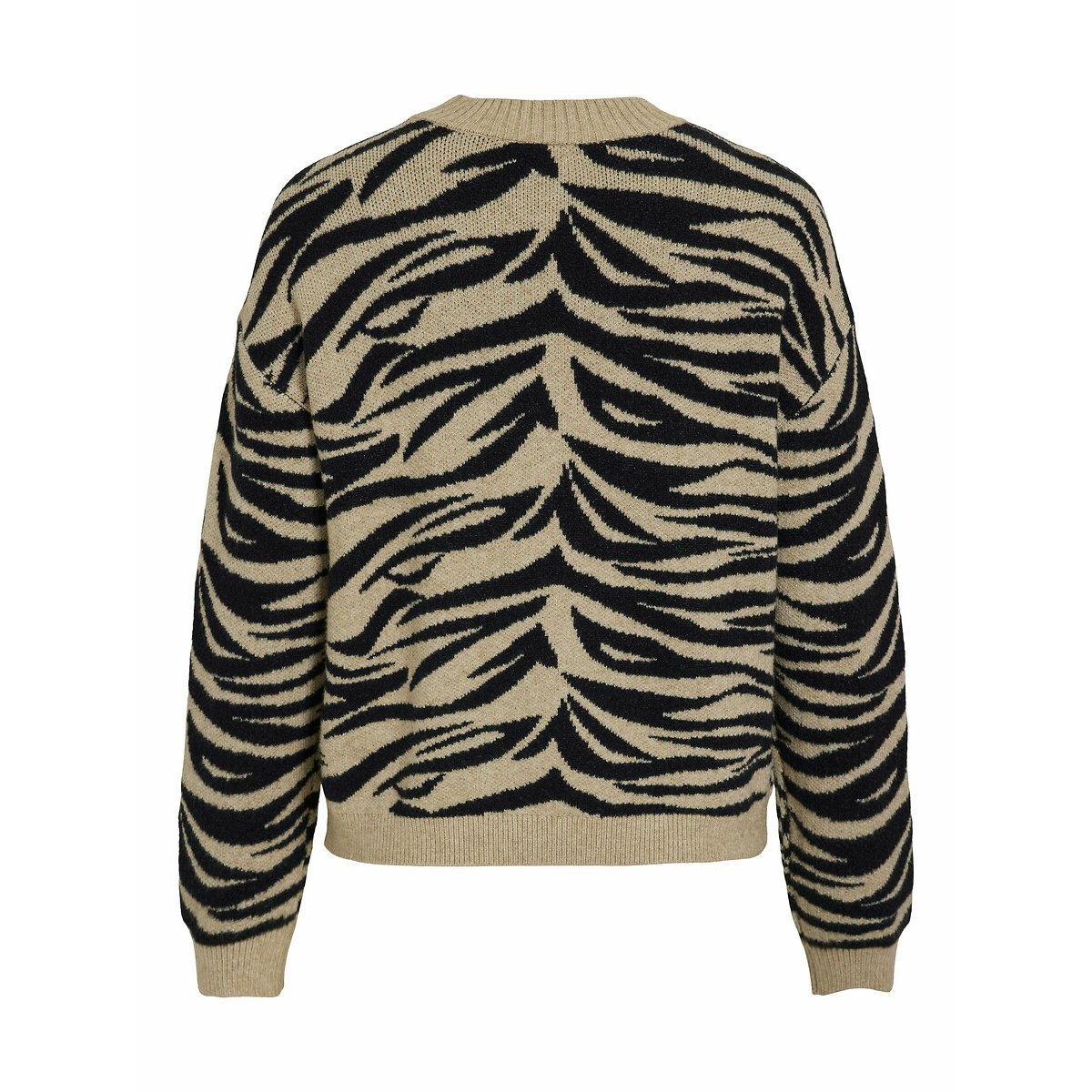 Trui met ronde hals en motief bedrukt beige/zwart, VILA