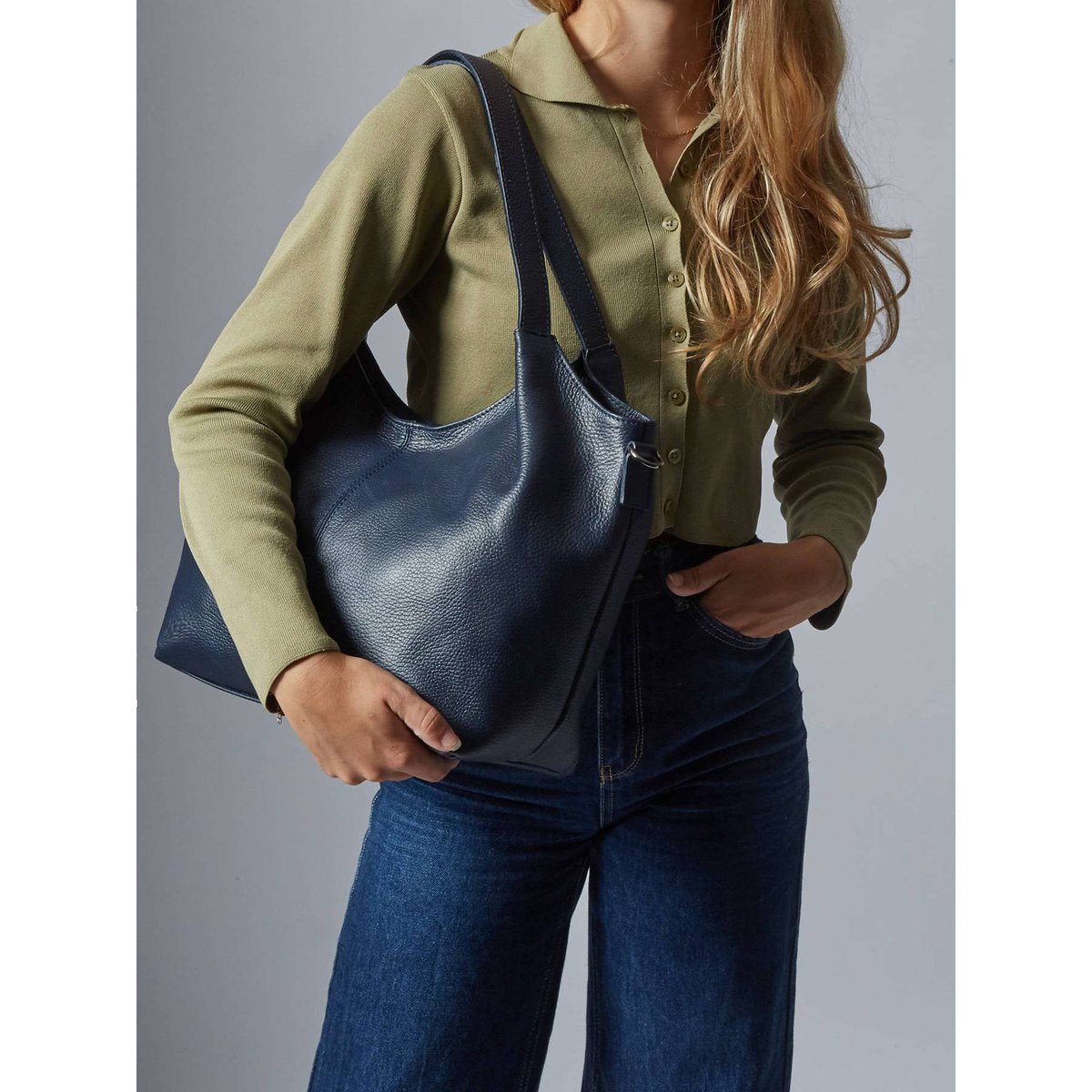 sac porté épaule Caviar cuir blu, MILANO