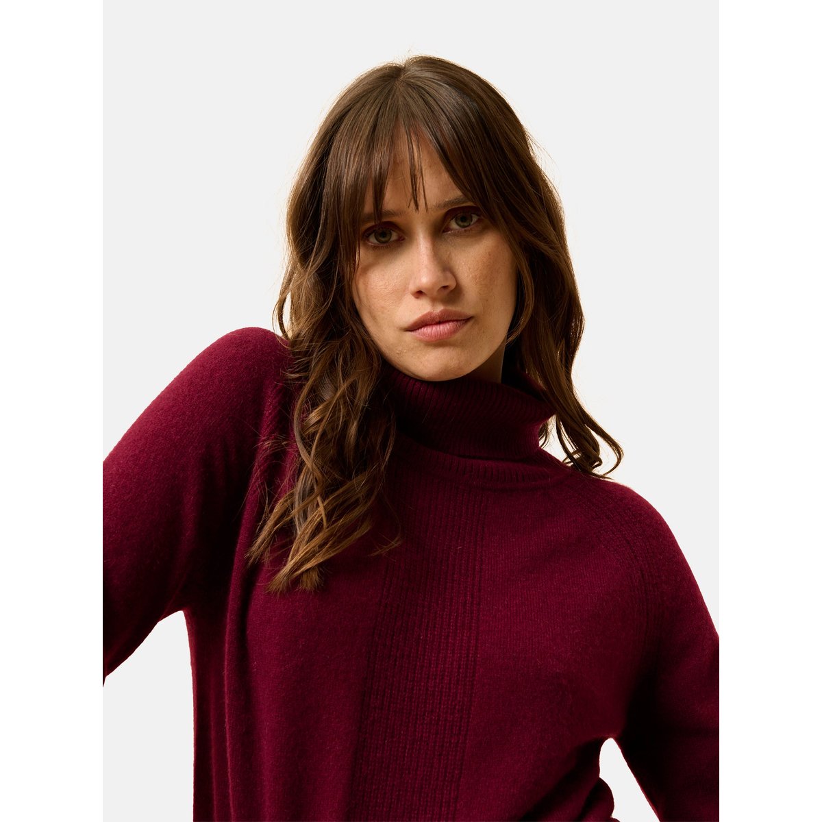 Gilet Zippé Capuche Bordeaux Debbie bordeaux, JUST CASHMERE