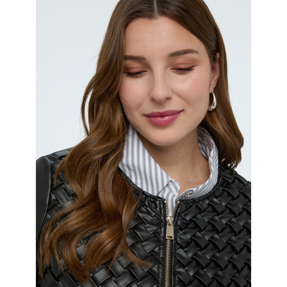 Veste biker avec tressage noir, FIORELLA RUBINO