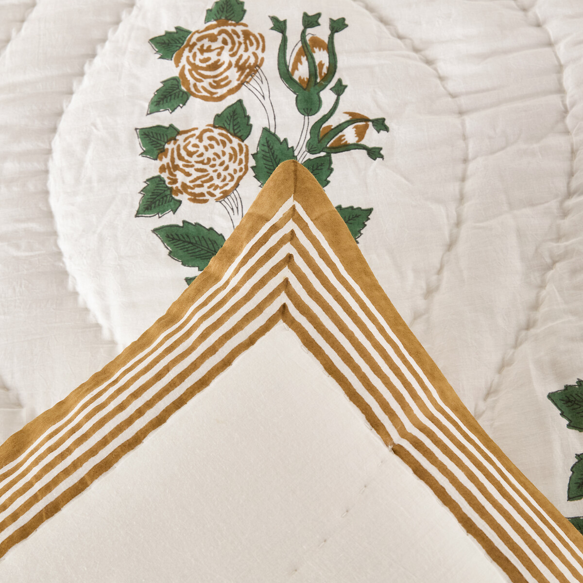 Funda de almohada acolchada, gasa de algodón estampada en bloques, Japali estampado india, LA REDOUTE INTERIEURS