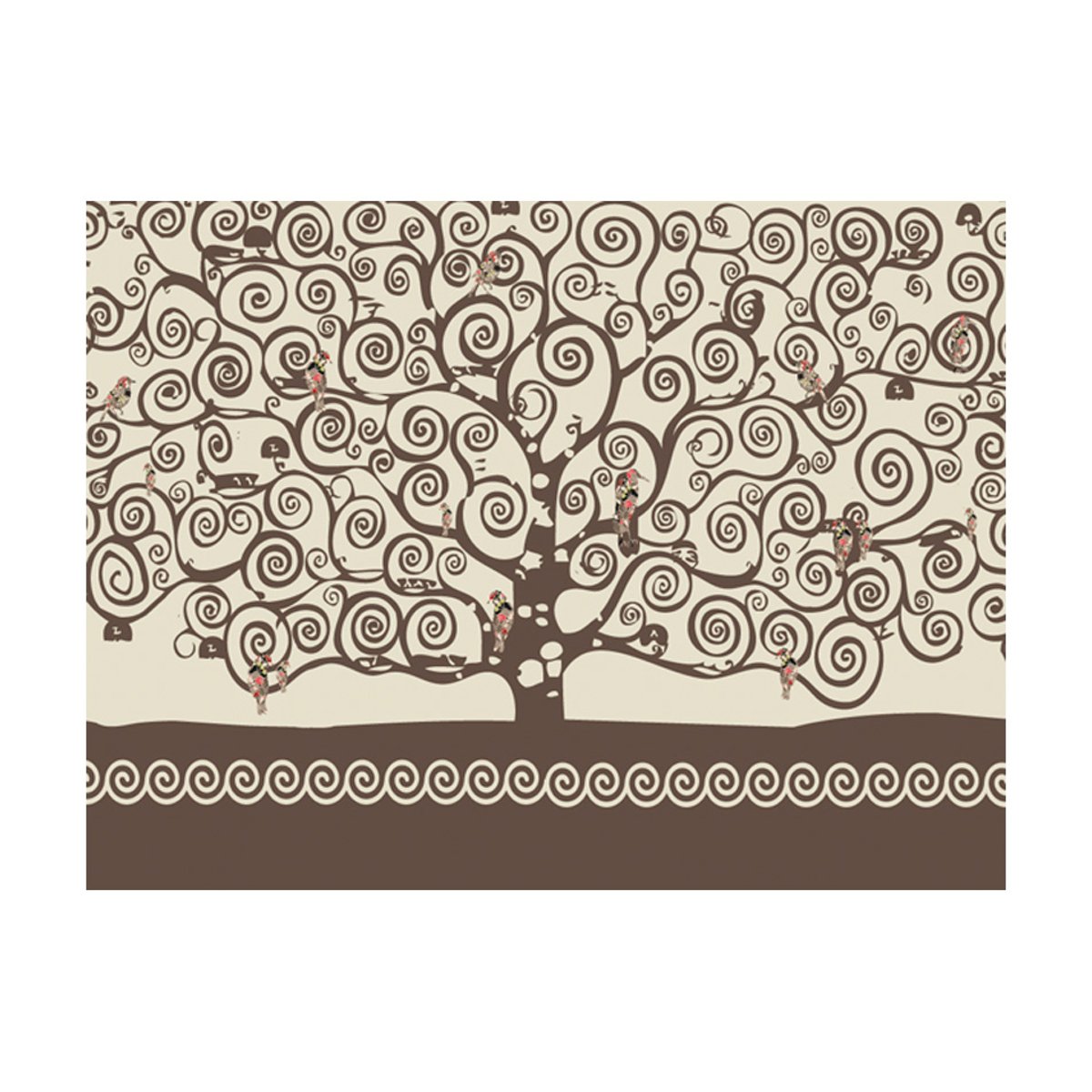 Papier peint intissé panoramique Abstractions Spiral branches blanc, EDEN