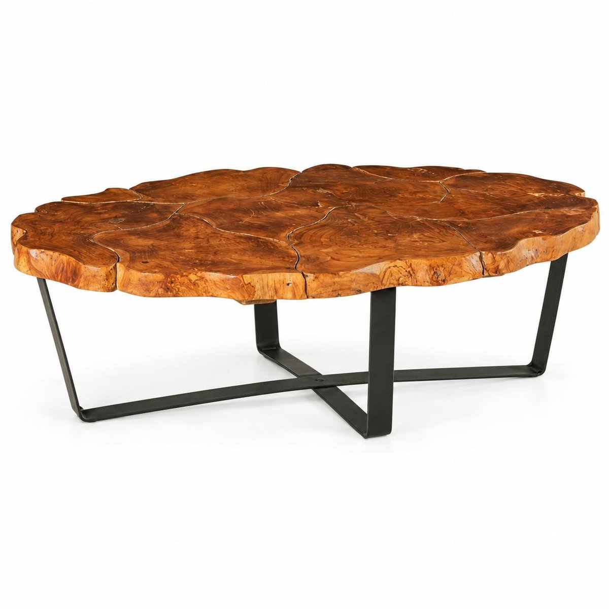 Table basse ovale teck massif recyclé BALTIMORE bois naturel, PIER IMPORT