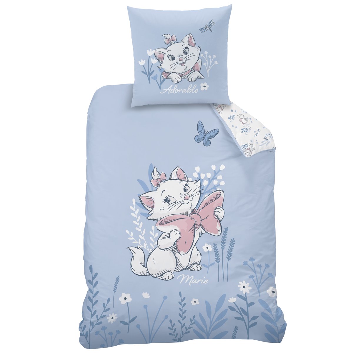 Parure de lit imprimée 100% coton, LES ARISTOCHATS SPRING bleu, DISNEY ANIMAUX