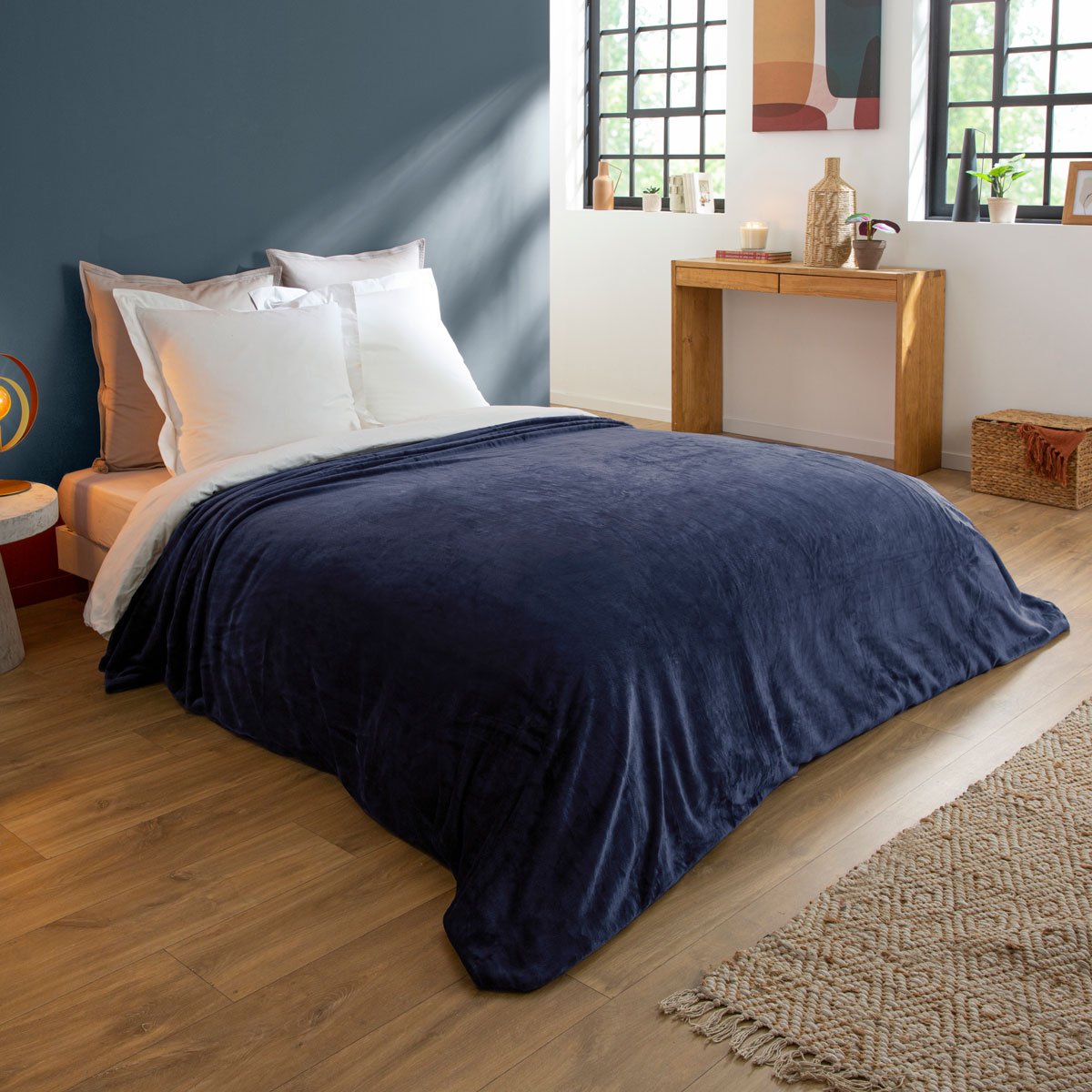 Couverture Polaire Extra Douce Coloris Bleu bleu, DODO