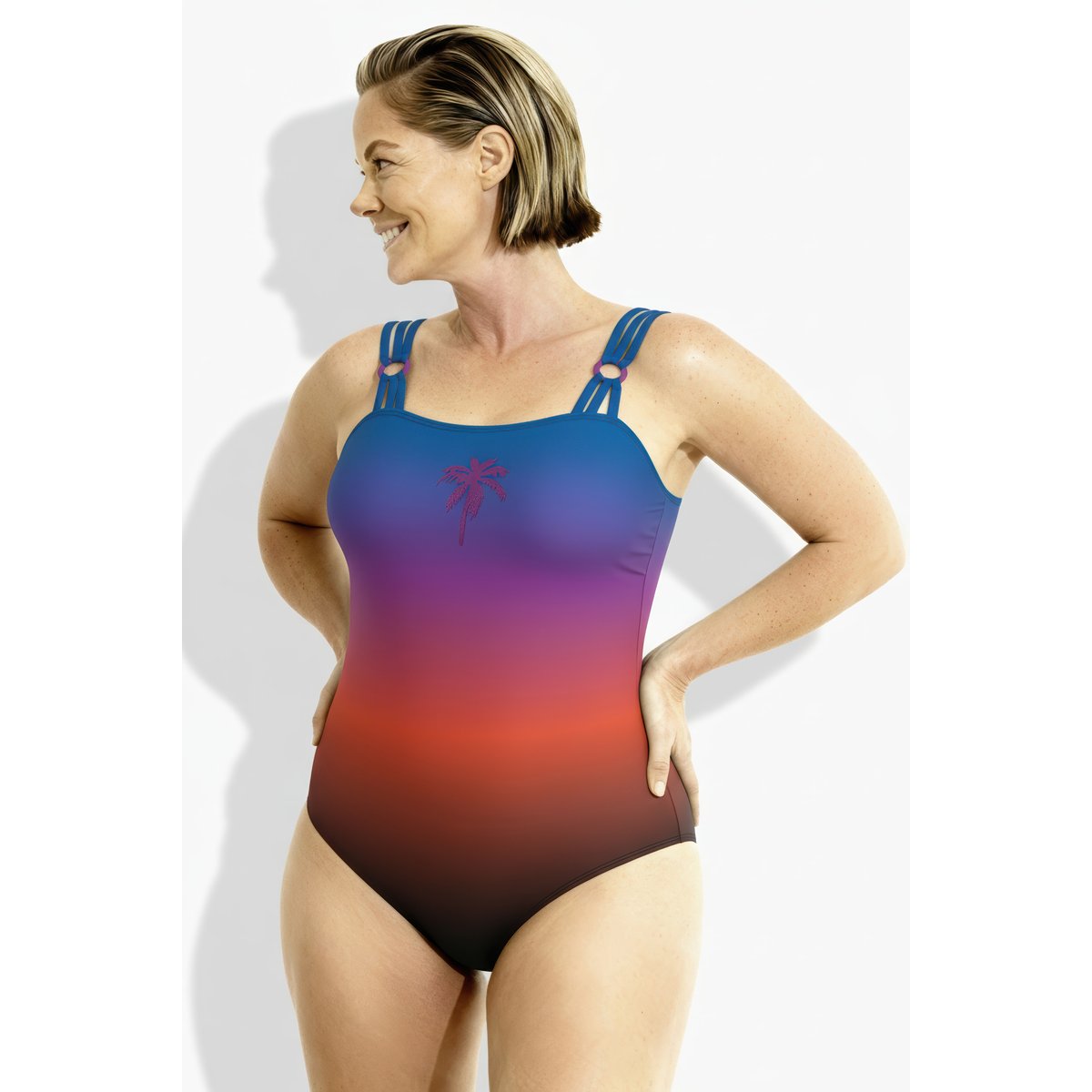 Maillot de bain avec bonnets souples bleu roi, ULLA POPKEN