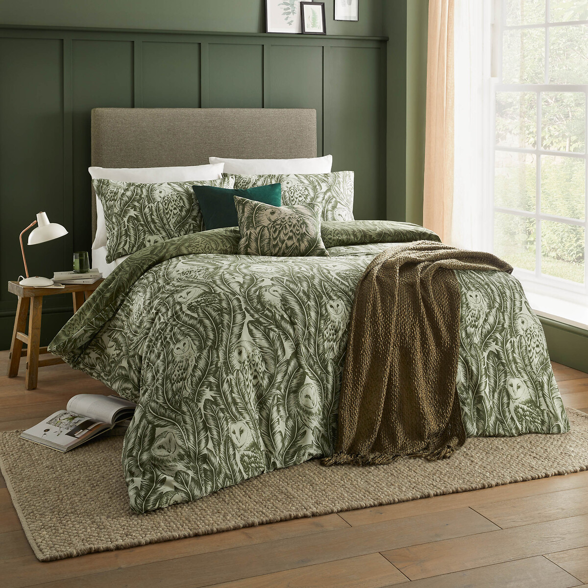 Albus Reversible Duvet Cover and Pillowcase Set dark green, WYLDER