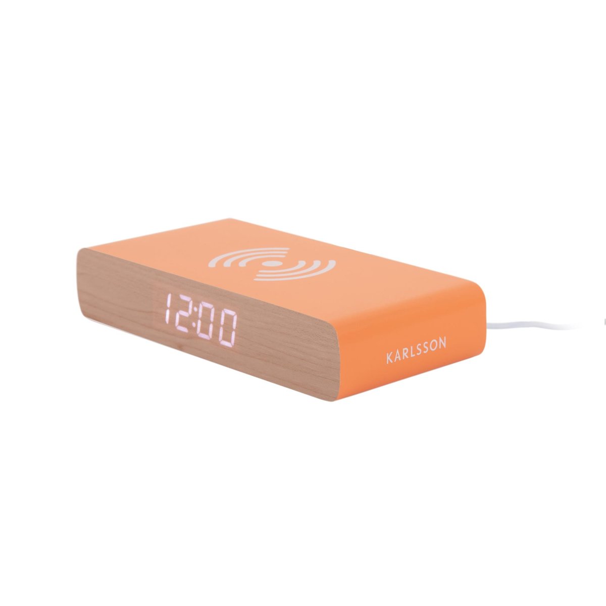 Réveil MDF RETRO FLAT LED orange vif, KARLSSON