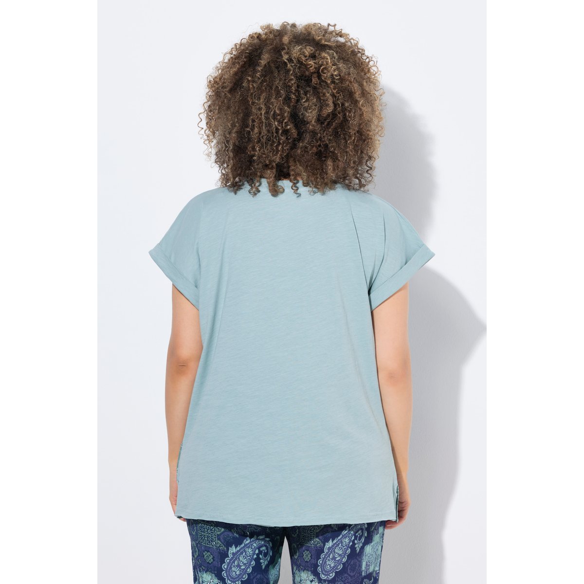 T-shirt oversize, fleurs 3D vert mousse clair, ULLA POPKEN