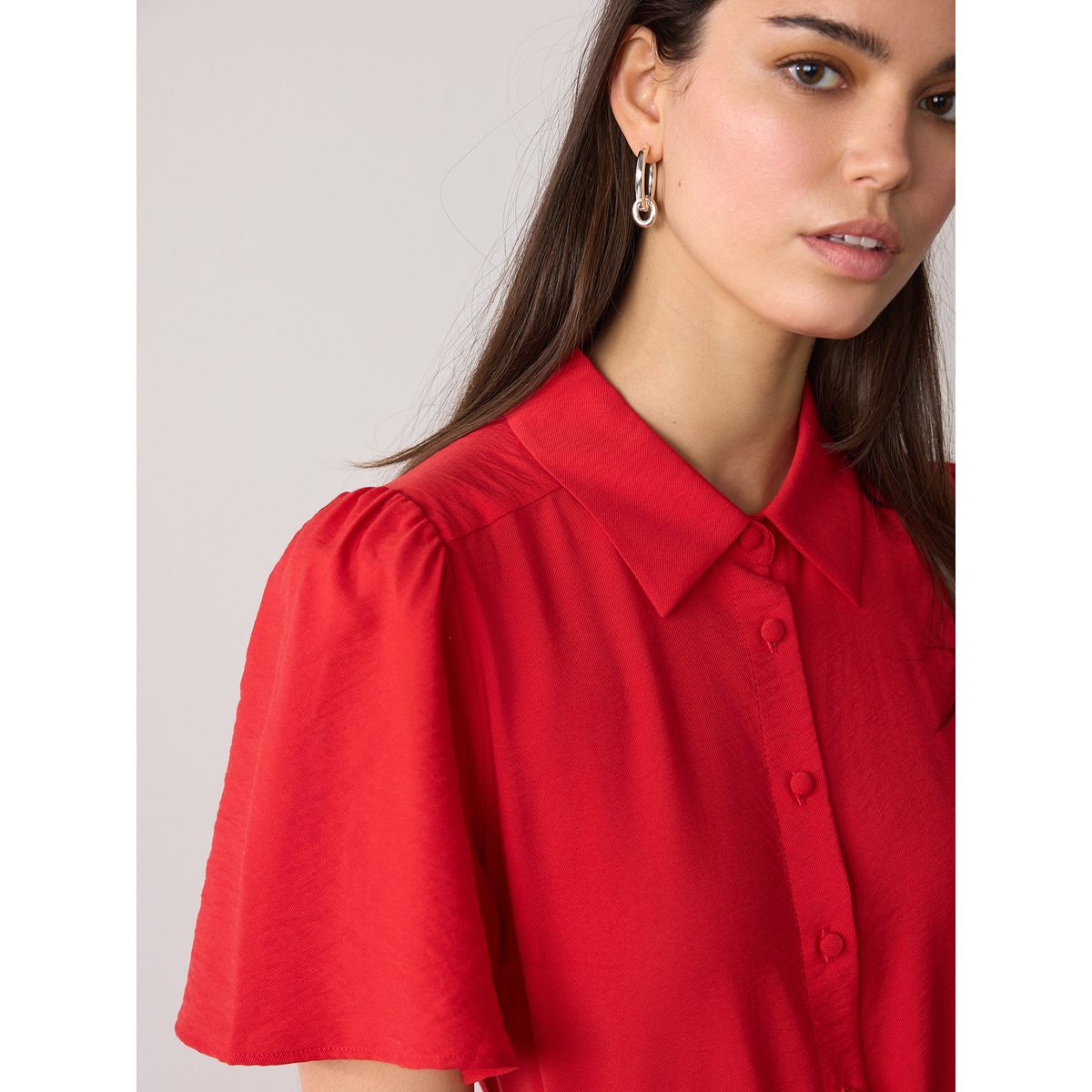 Robe chemise mi-longue cintrée rouge, NEXT