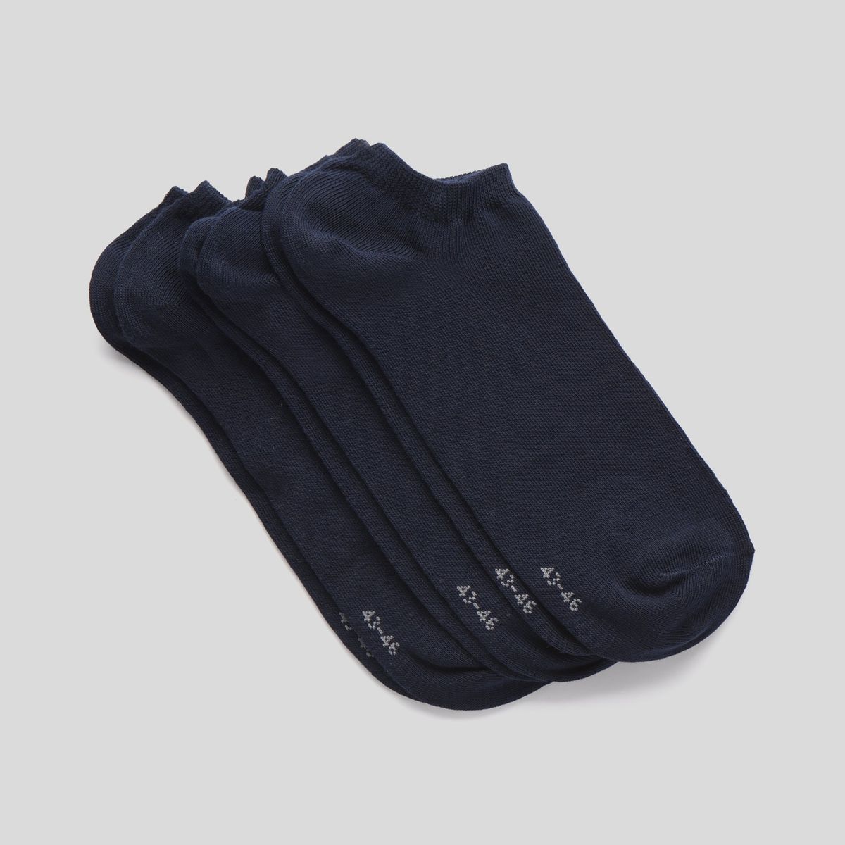 Lot de 3 paires de chaussettes ultra-courtes en jersey marine, MONOPRIX