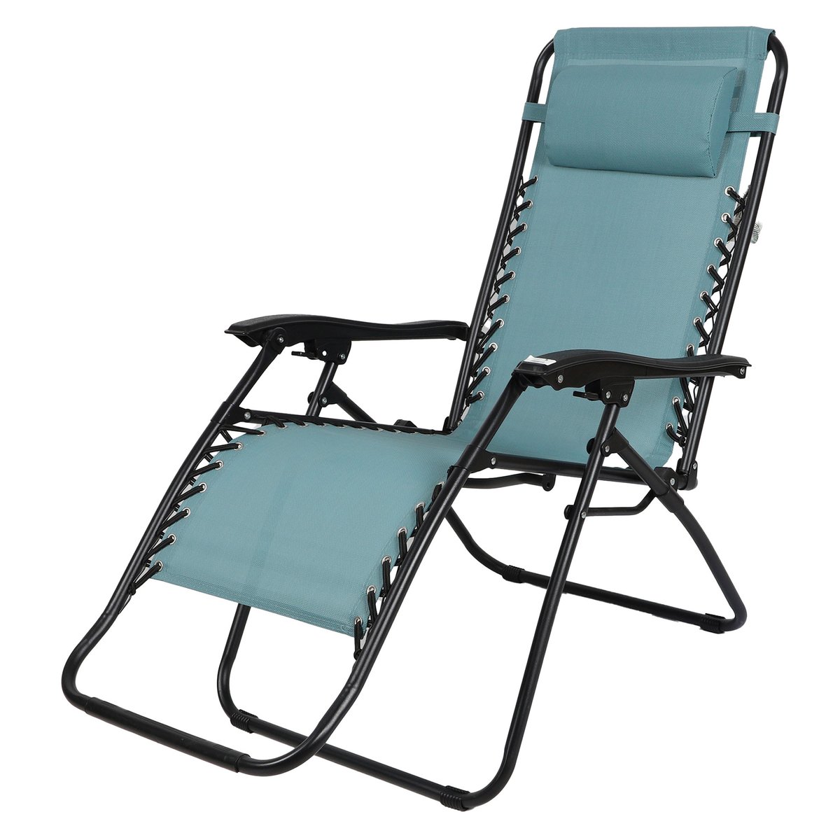 Fauteuil transat relax bleu pliable 175x64x108cm bleu, WADIGA