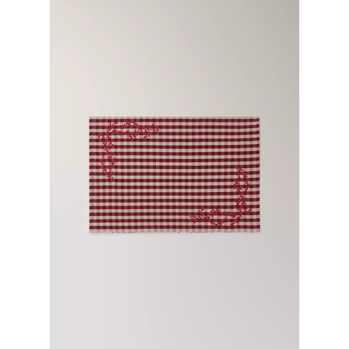 Set de table en coton à carreaux vichy brodés rouge, MANGO HOME