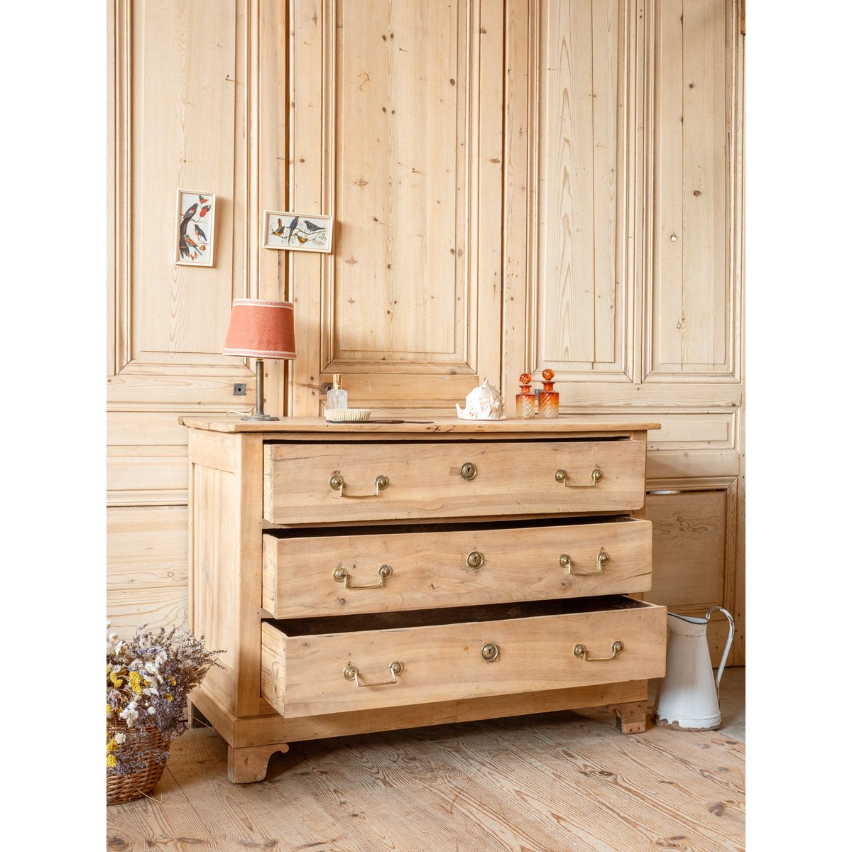 Commode en noyer Garance N°705 - Bon état bois clair, DEBONGOUT