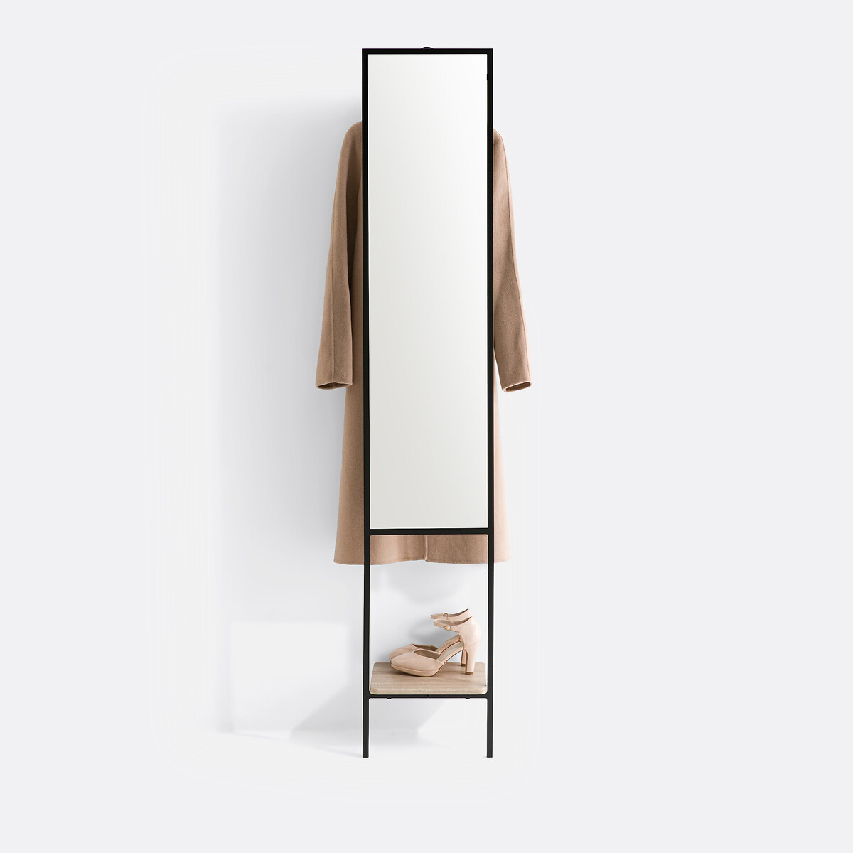 Horta Wall Coat Rack with Mirror black/wood, SO'HOME