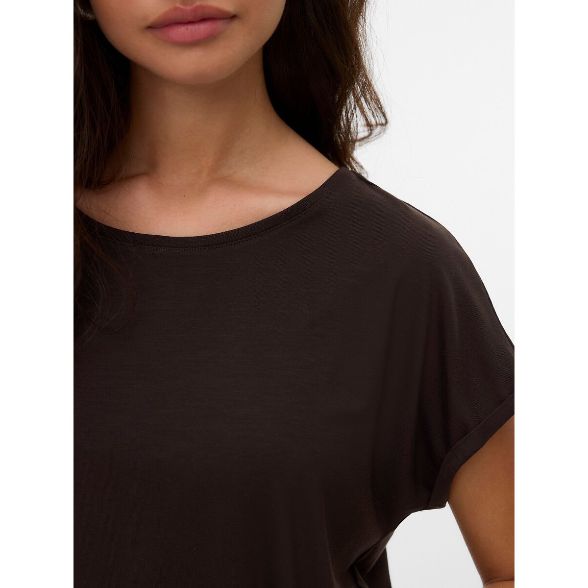 T-Shirt mit kurzen Ärmeln schokolade, VERO MODA