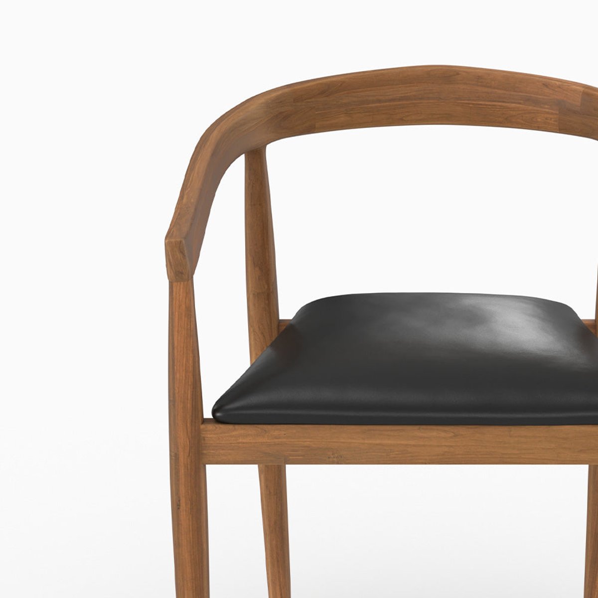 Lot de 2 chaises en bois de teck vernis et assise en cuir - BALI noir, MAISON PAVANE