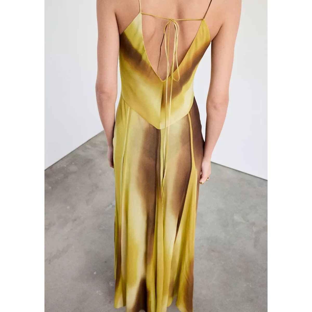 Robe gaze imprimée moutarde, MANGO