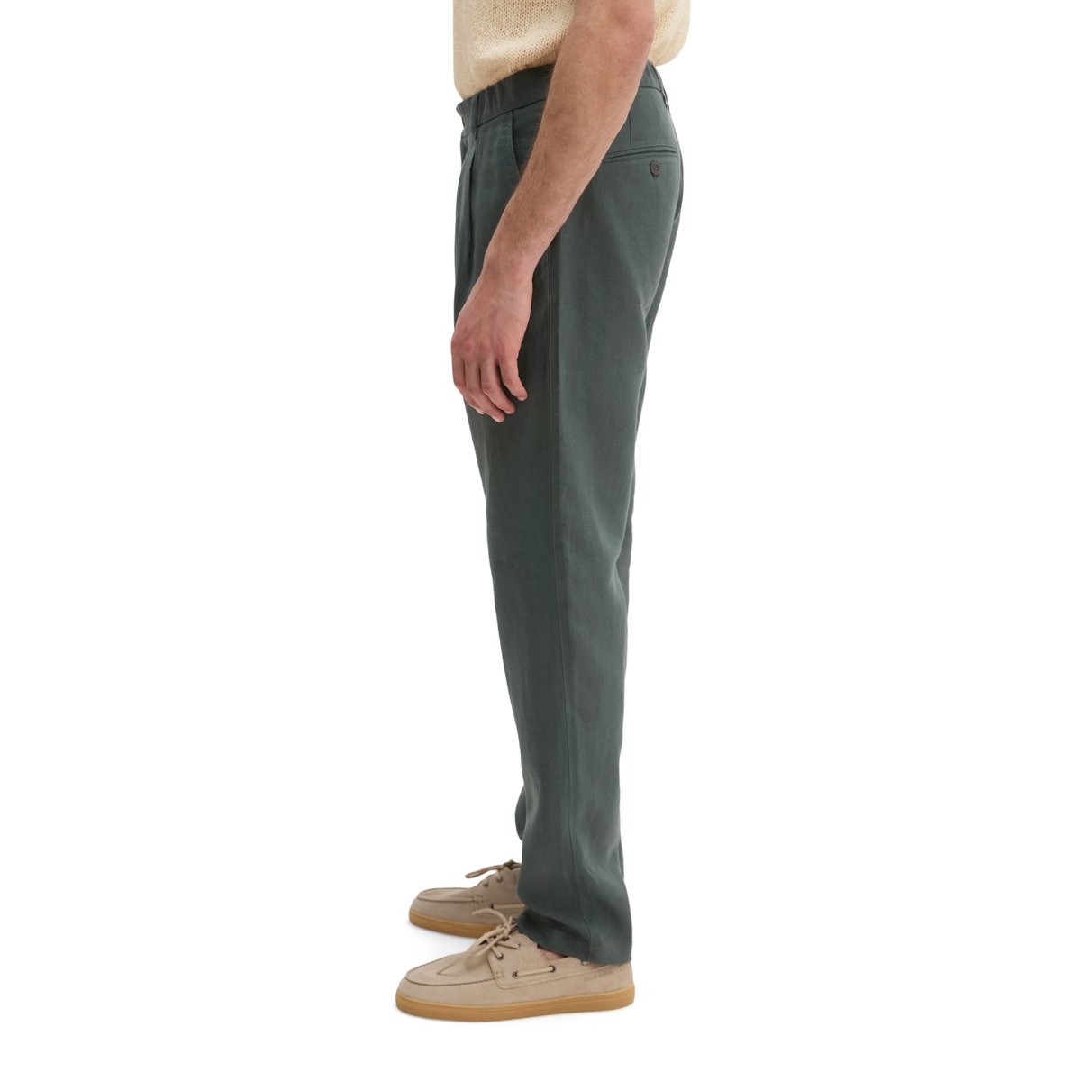 Pantalon en lin modèle Osby Jogger pleats avec ceinture élastique gris foncé, MARC O'POLO
