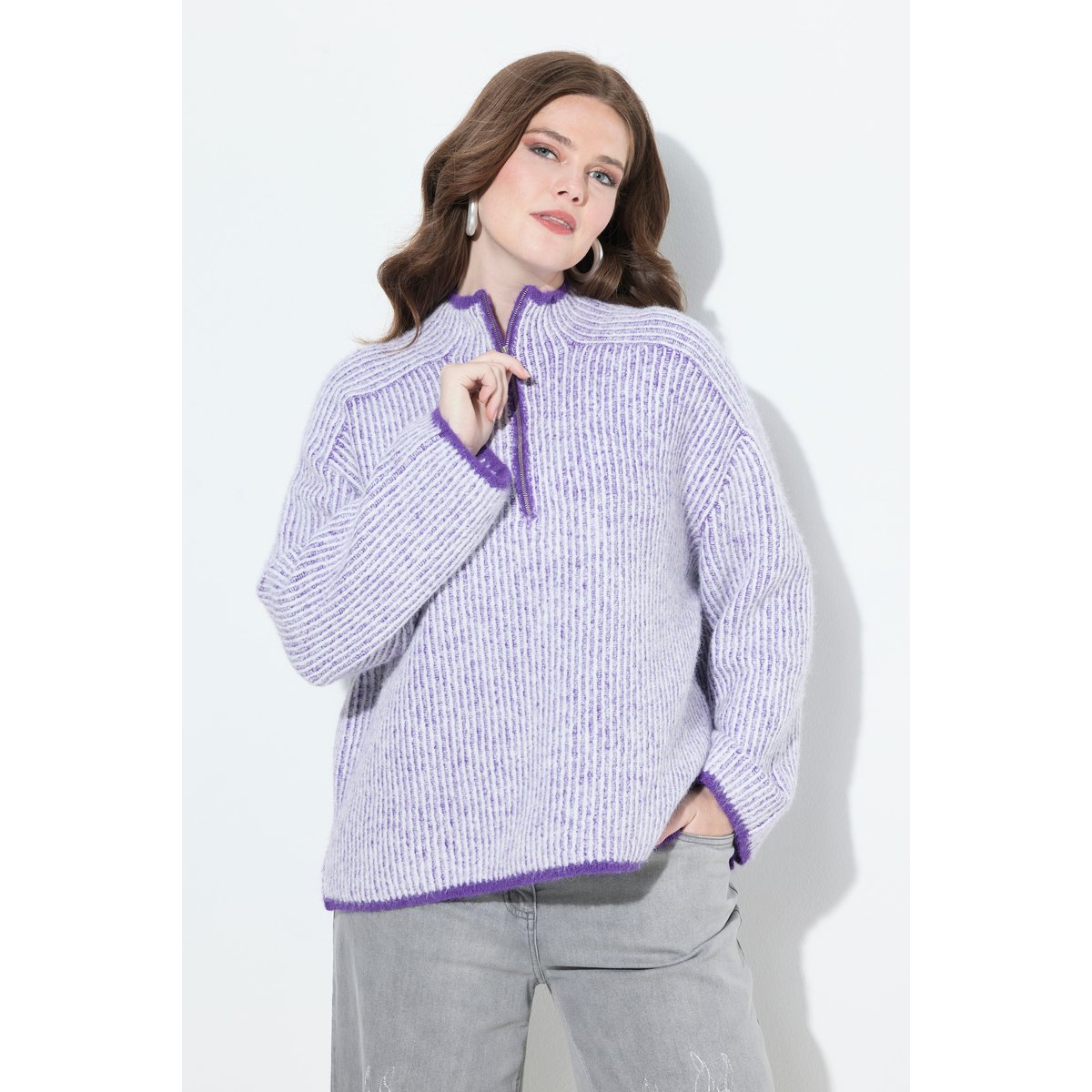 Pull camionneur à manches longues violet, ULLA POPKEN