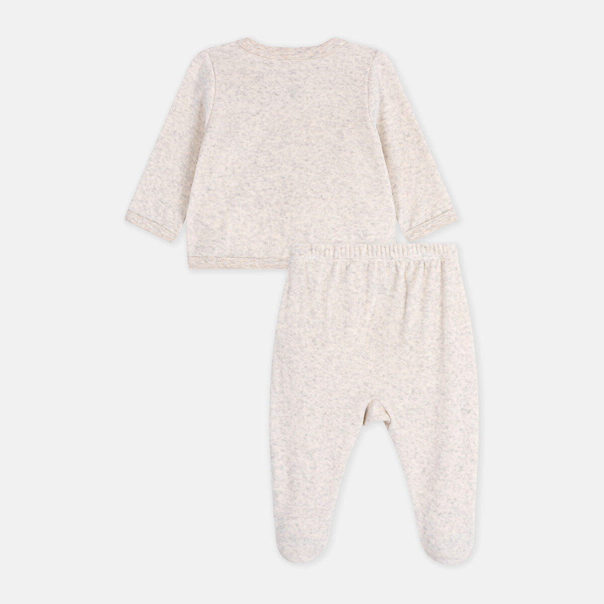 Ensemble en molleton uni, broderie poitrine beige, PETIT BATEAU