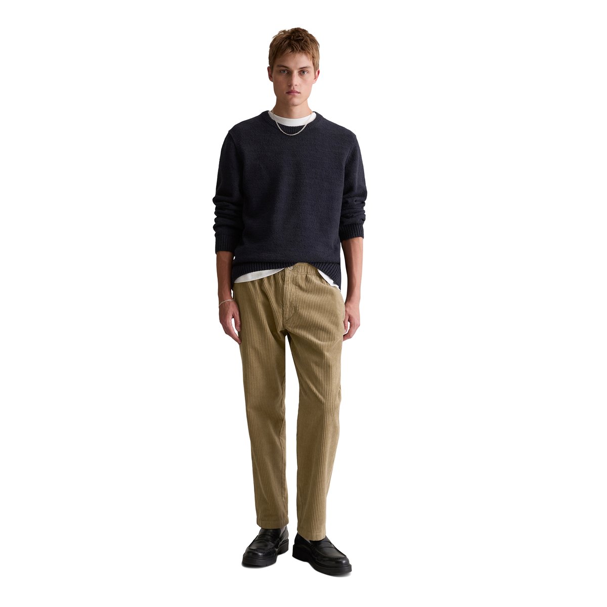 Pull-over en tricot bouclette relaxed en coton bio bleu foncé, MARC O’POLO DENIM